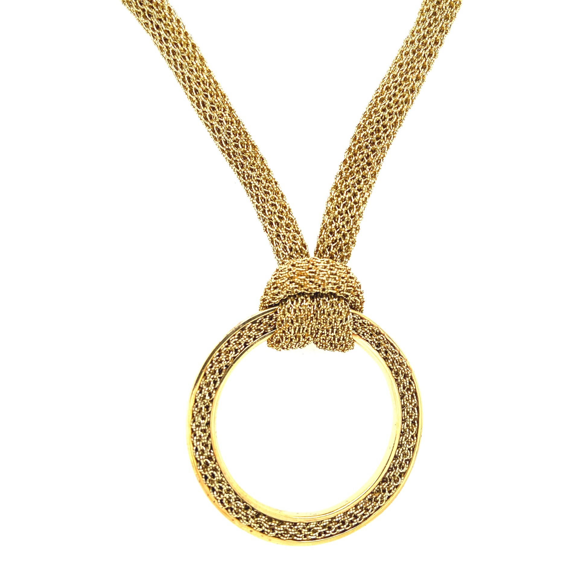 Golden Mesh Necklace with Circle Pendant | Adami & Martucci | Luby 