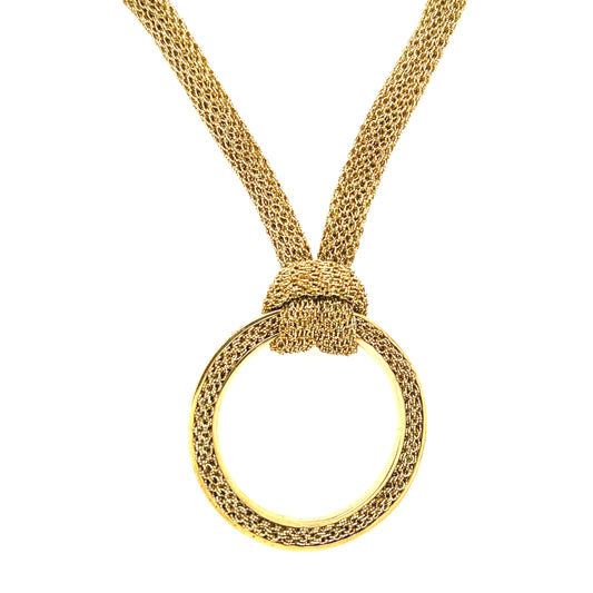 Golden Mesh Necklace with Circle Pendant | Adami & Martucci | Luby 