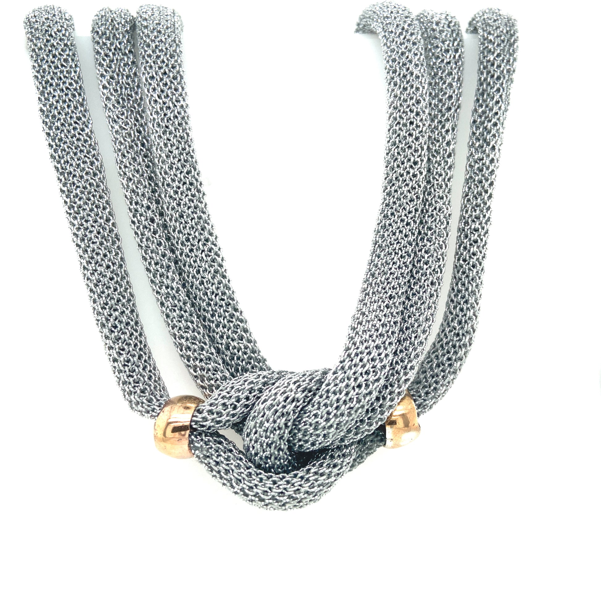 Silver Mesh Necklace with Rose Gold Details | Adami & Martucci | Luby 