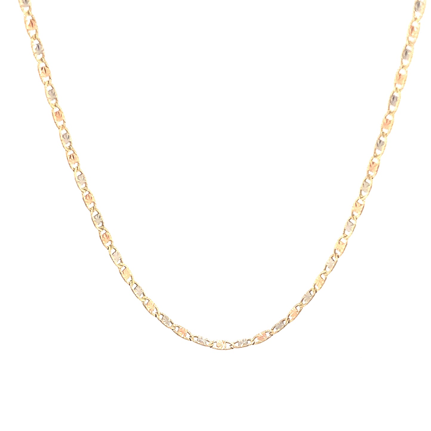 Valentino Flat Link Tri-Color 4k Gold Chain (1.8mm) | Luby Gold Collection | Luby 