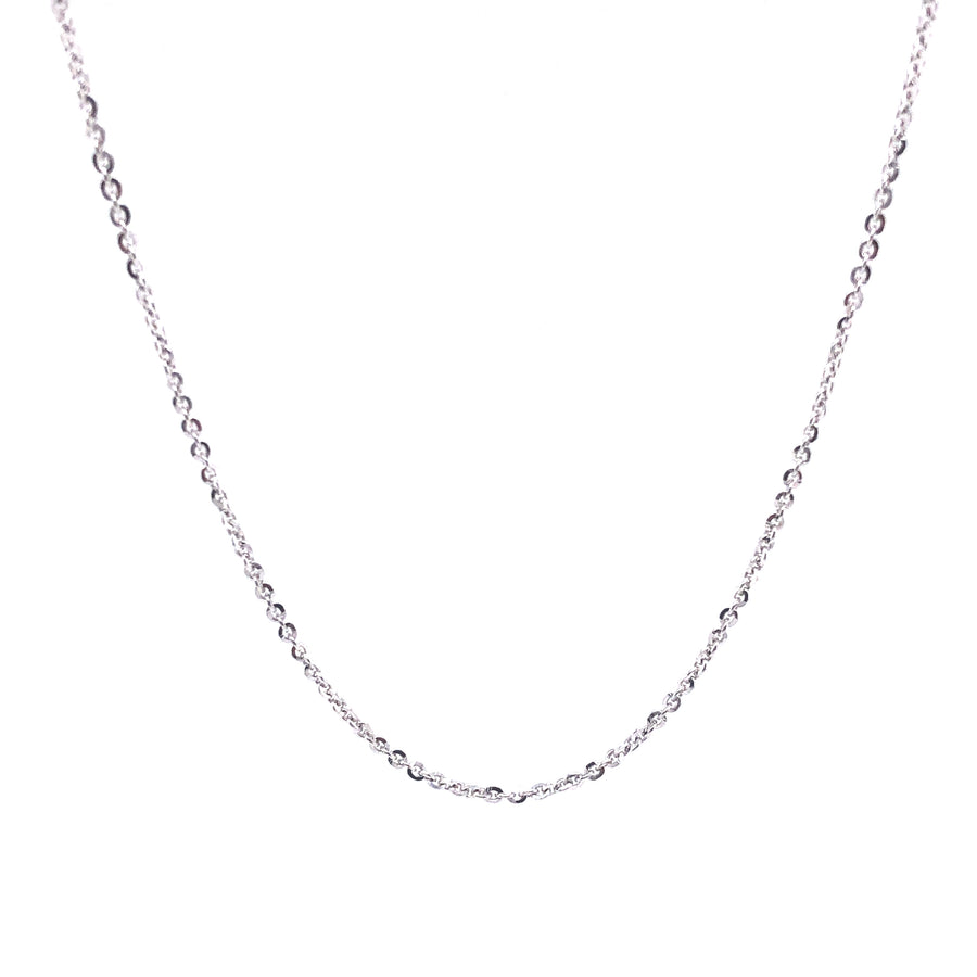 14K Rolo Link White Gold Chain (1mm)