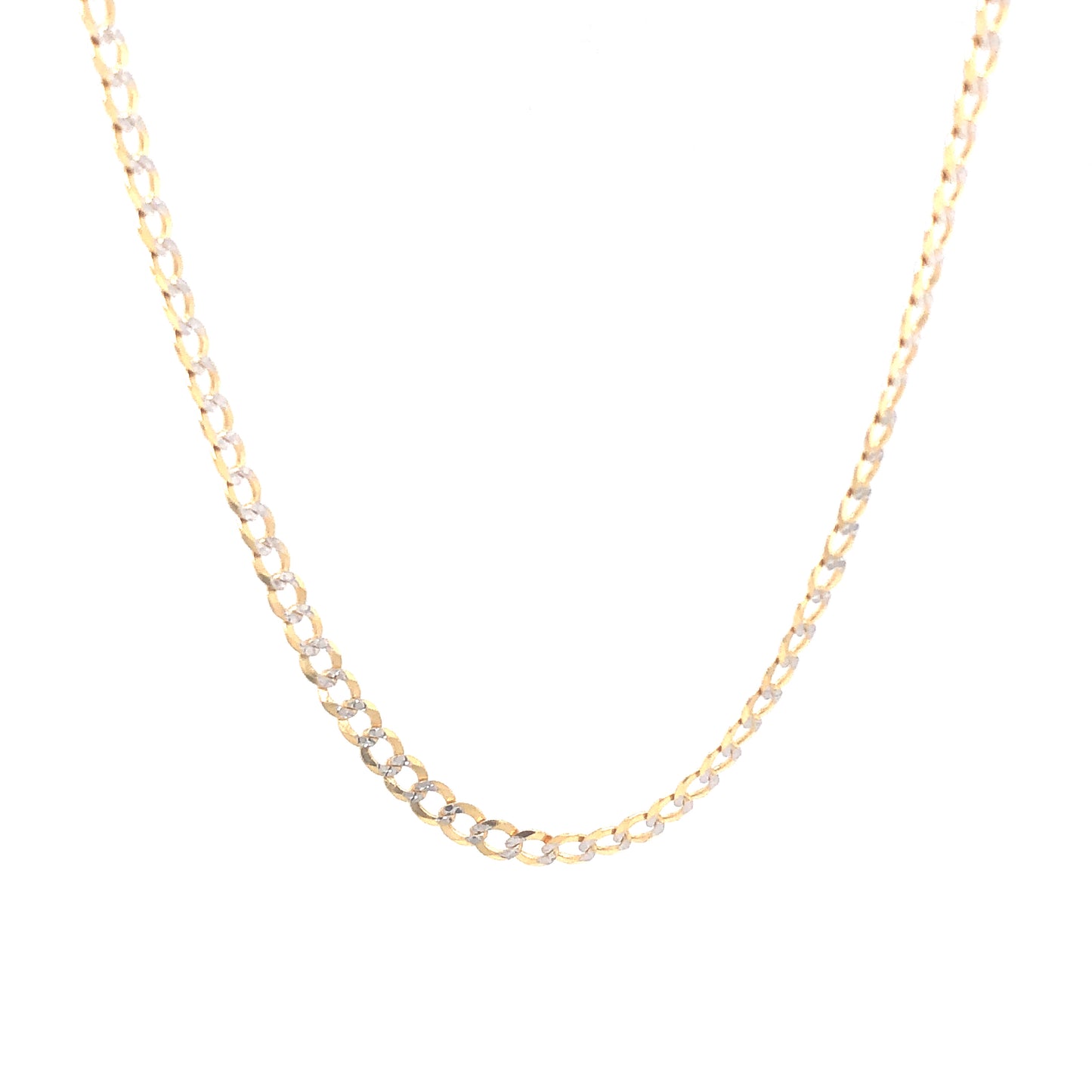 14K Hollow Cuban Link Two-Tone Gold Chain (3.3mm) | Luby Gold Collection | Luby 