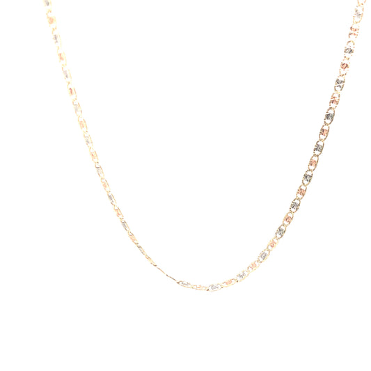 14K Valentino Flat Link Tri-Color Gold Chain (1.8mm) | Luby Gold Collection | Luby 