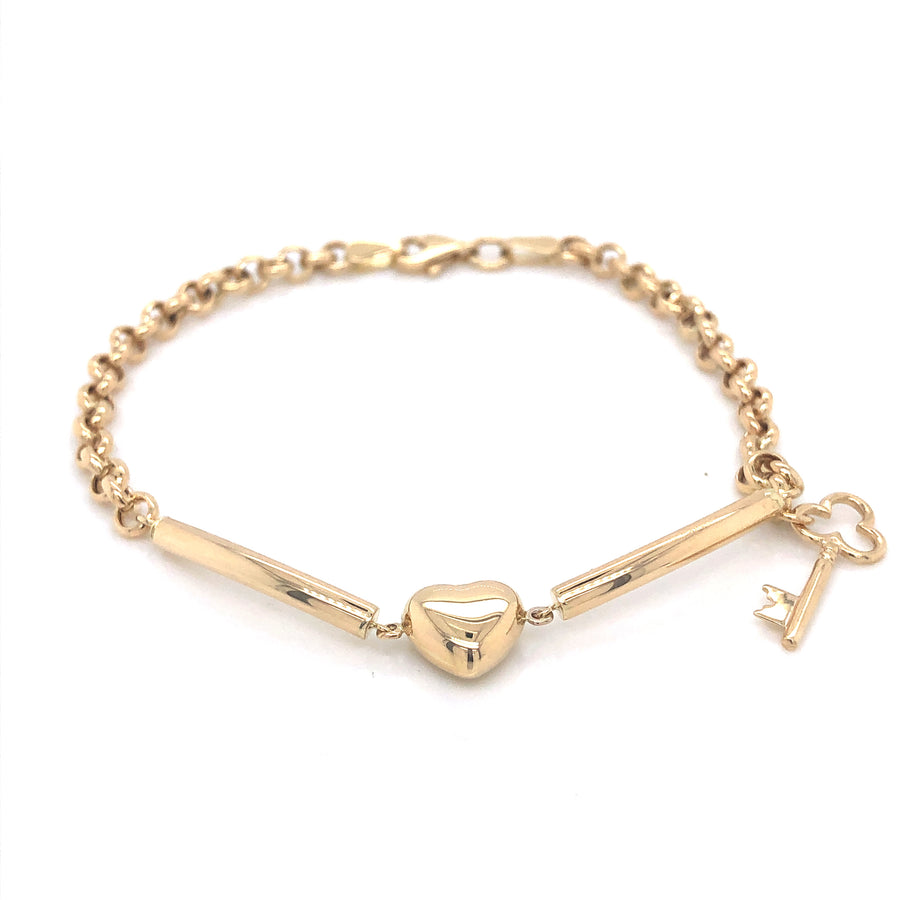 Brazalete Corazón Abierto Oro 14K