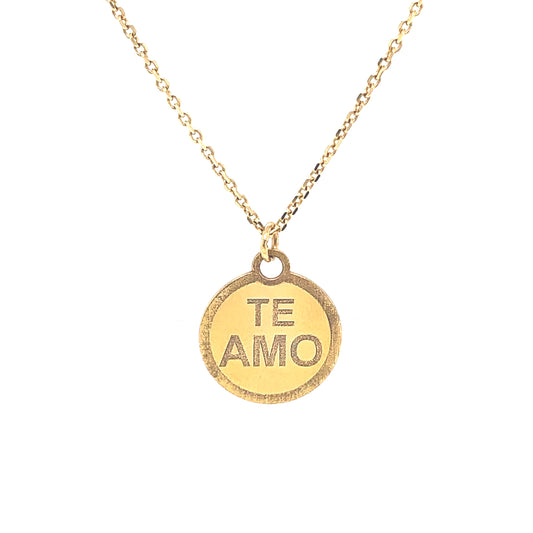 14K Custom Pendant Engraving Te Amo | Luby Gold Collection | Luby 