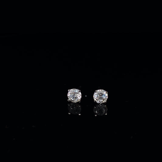 14k Diamond White Gold 0.60ct Diamond Round Cut Stud Earrings | Luby Diamond Collection | Luby 