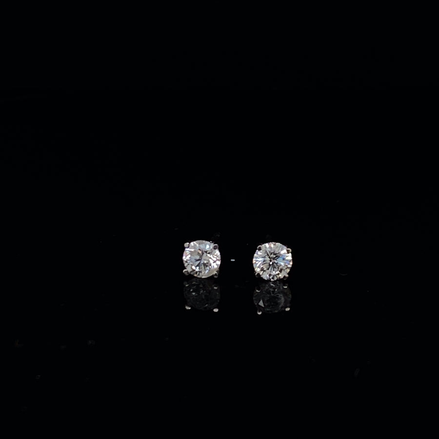 14k Diamond White Gold 0.60ct Diamond Round Cut Stud Earrings