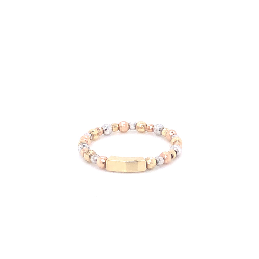 Anillo de oro de 14 quilates con cuentas tricolores