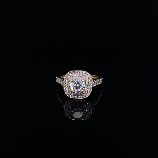 Round Cut Two-Tone 14k Gold with Cubic Zirconia Ring | Luby Gold Collection | Luby 