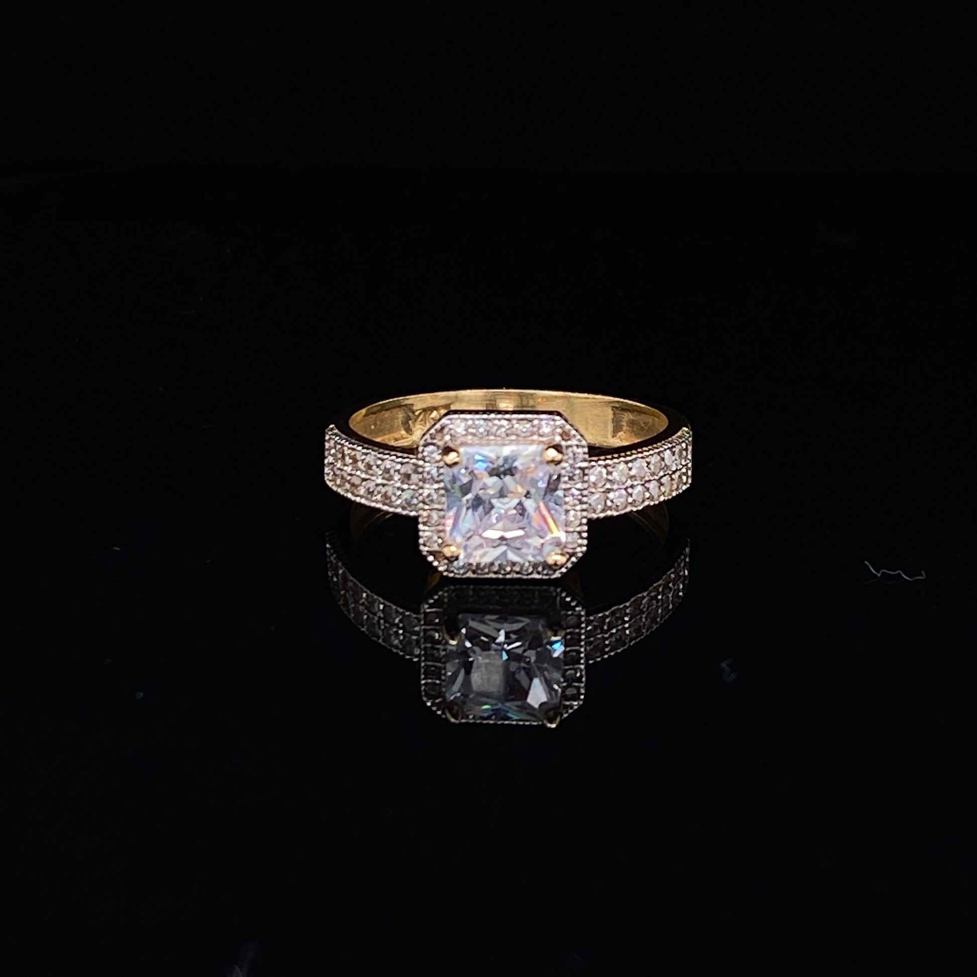 Princess Cut Two-Tone 14k Gold with Cubic Zirconia Ring | Luby Gold Collection | Luby 