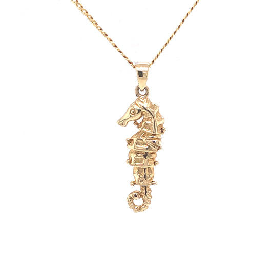 Sea Horse 3D Texture 14K Gold Pendant | Luby Gold Collection | Luby 