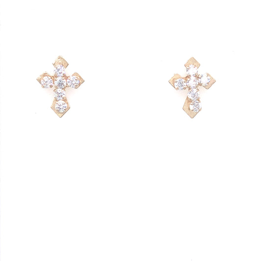 14K Double Cross Stud Earrings | Luby Gold Collection | Luby 