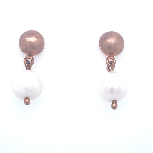 Bronze & Pearl Dangle Earrings | Joia De Majorca | Luby 