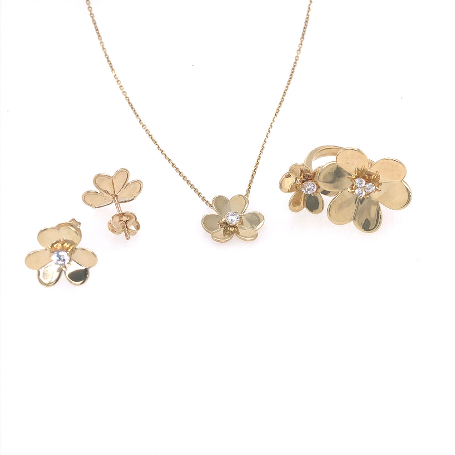 10K Gold Flower Set With Zircon
