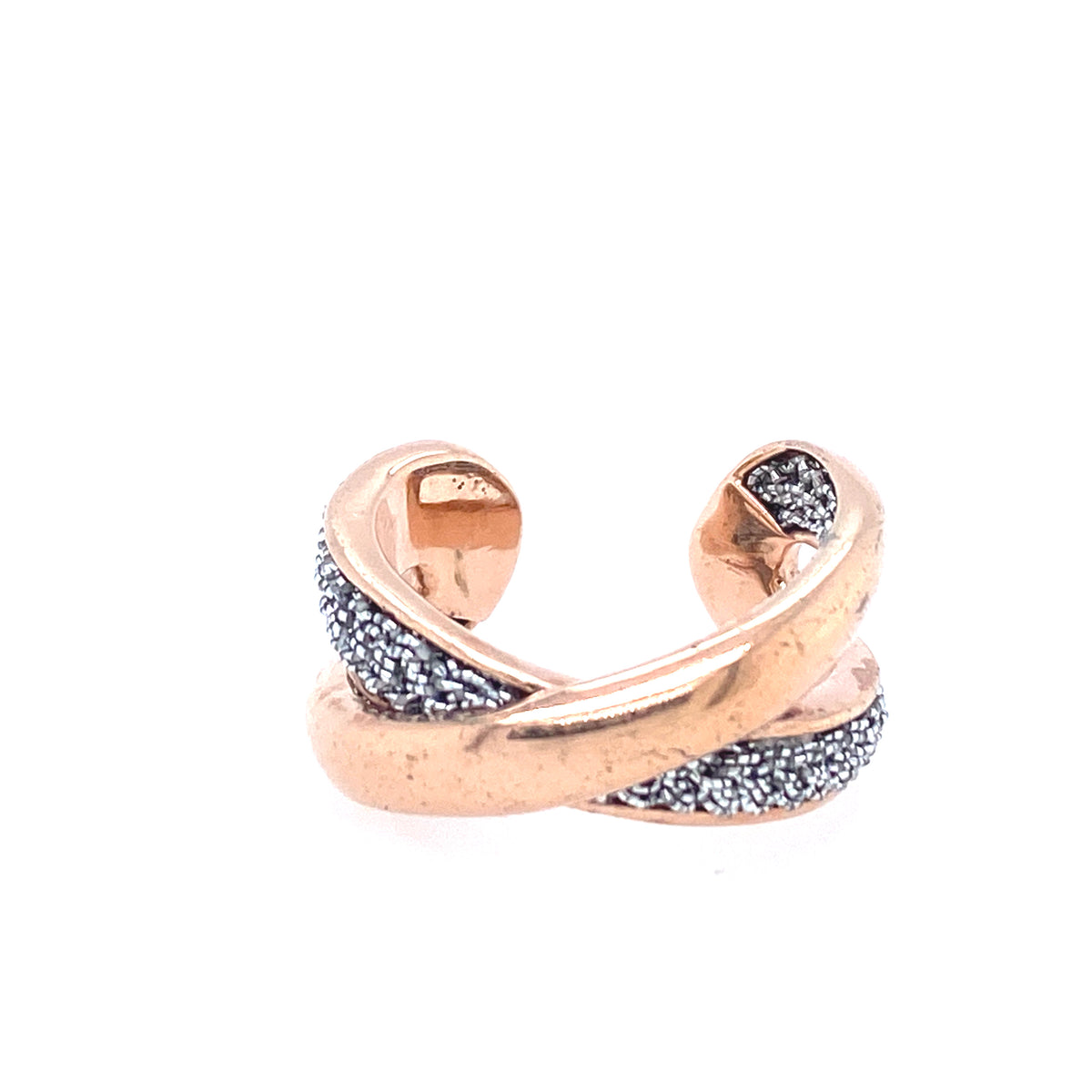 Rose Gold Open Ended Ring with Silver Mesh | Adami & Martucci | Luby 