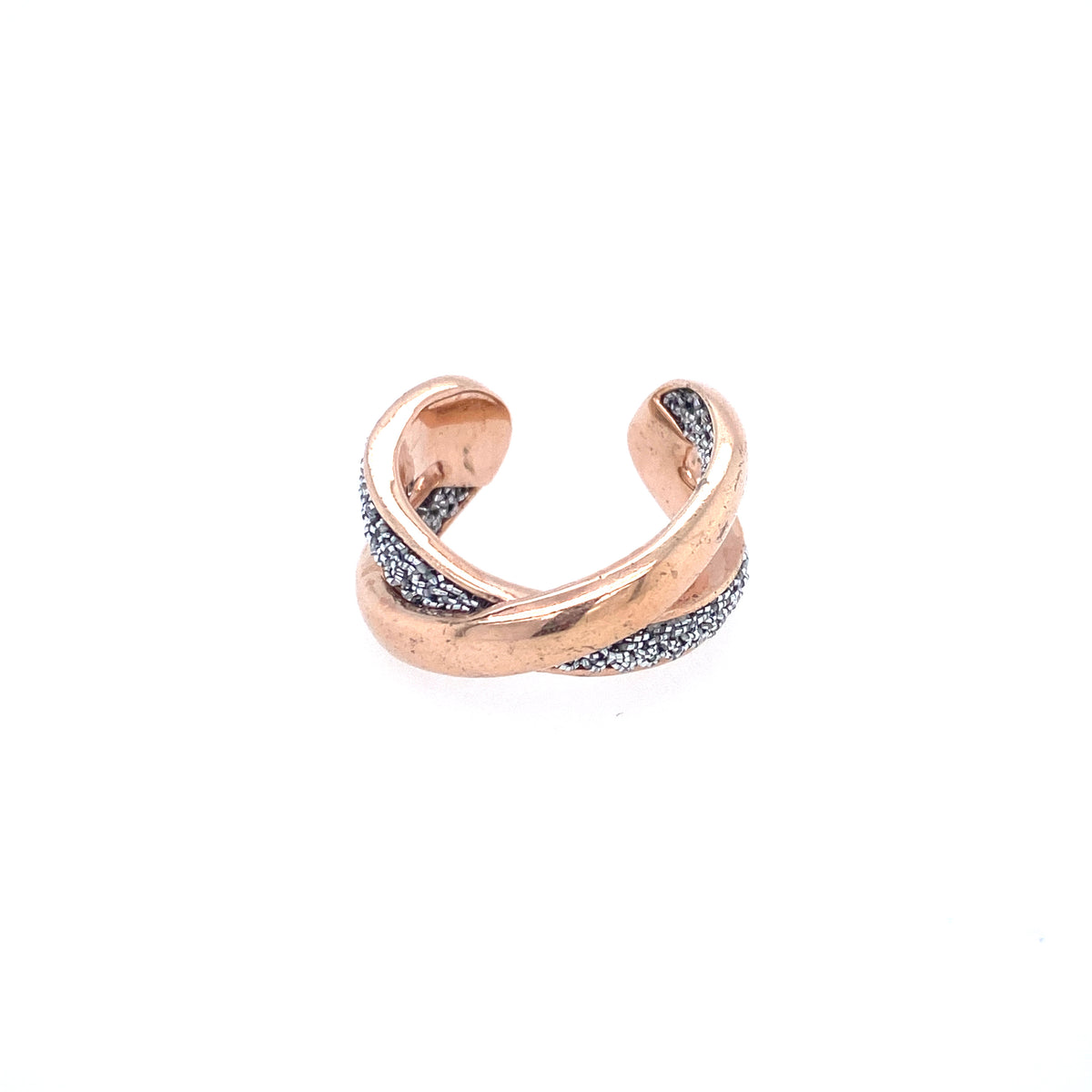 Rose Gold Open Ended Ring with Silver Mesh | Adami & Martucci | Luby 