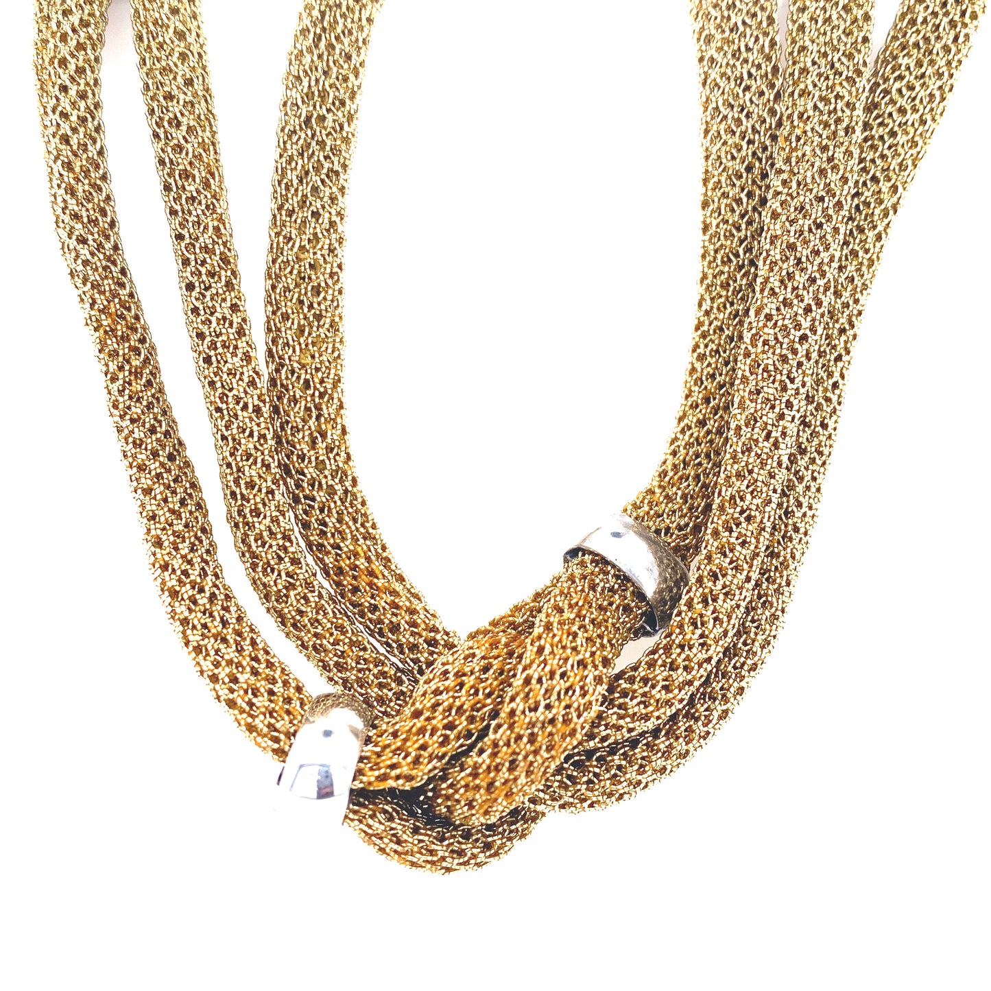 Golden Mesh Necklace with Silver Details | Adami & Martucci | Luby 