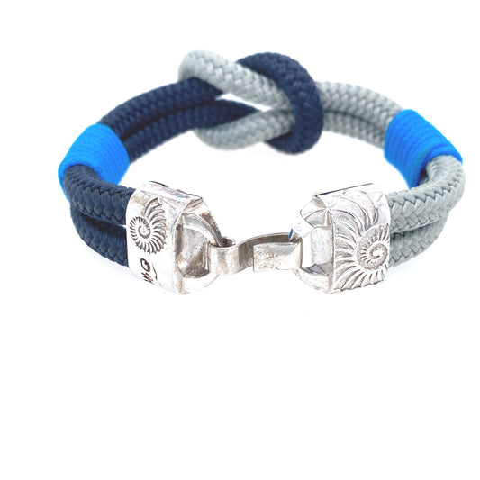 Blue & Grey Nautical Knot Bracelet | Oro Mediterraneo | Luby 