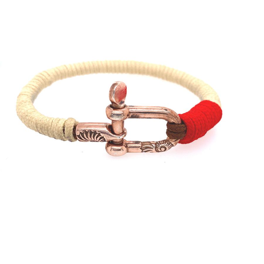 Pulsera Náutica Champán y Rojo