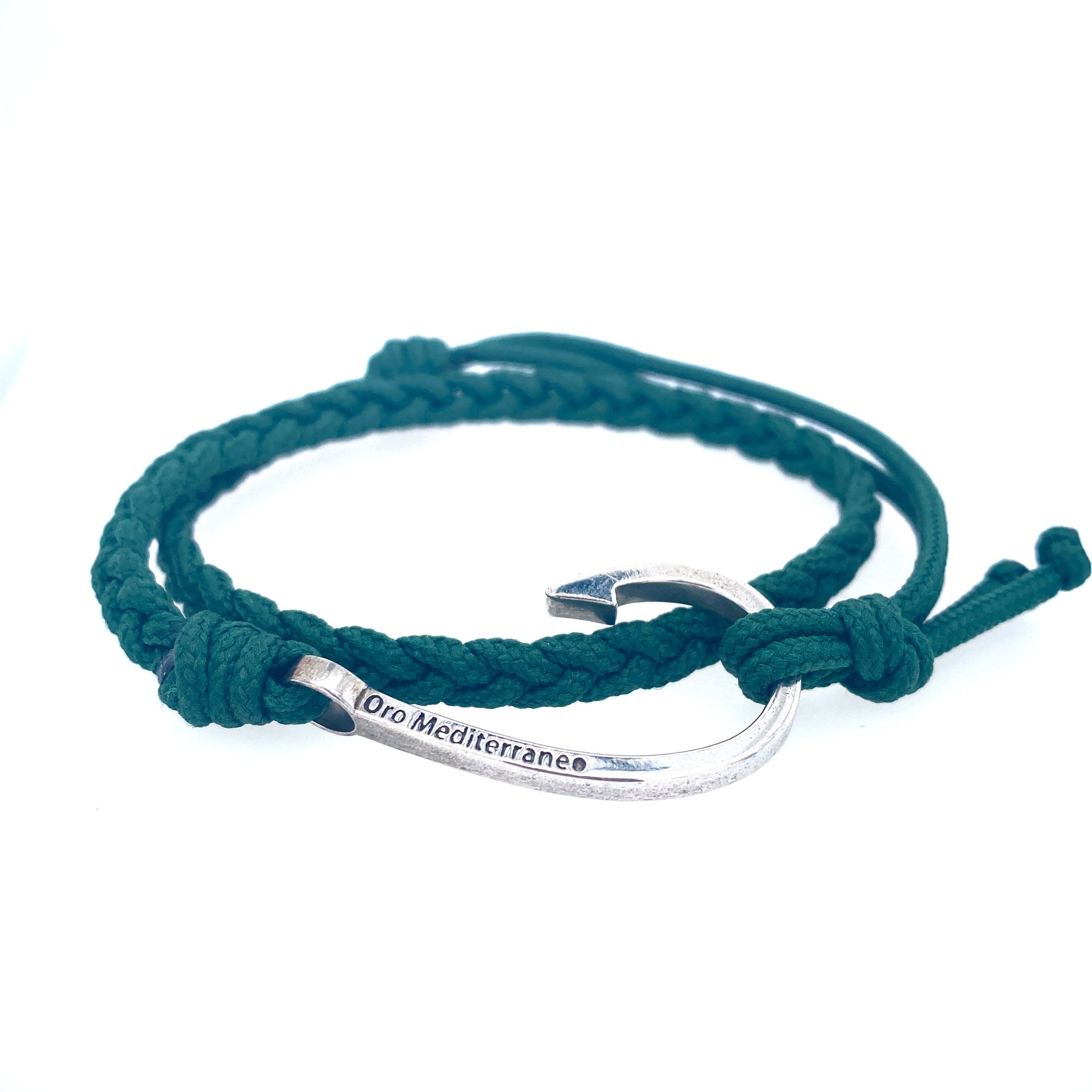 Green Braided Hook Nautical Double Bracelet | Oro Mediterraneo | Luby 