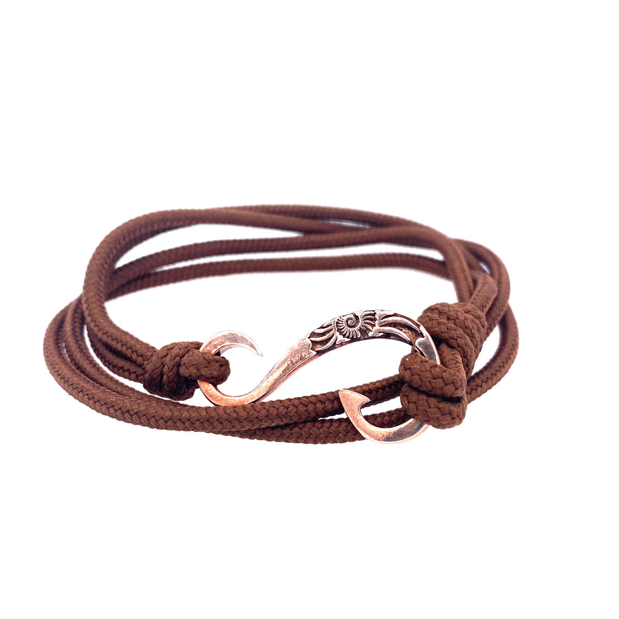 Pulsera Náutica Doble Marrón y Oro Rosa