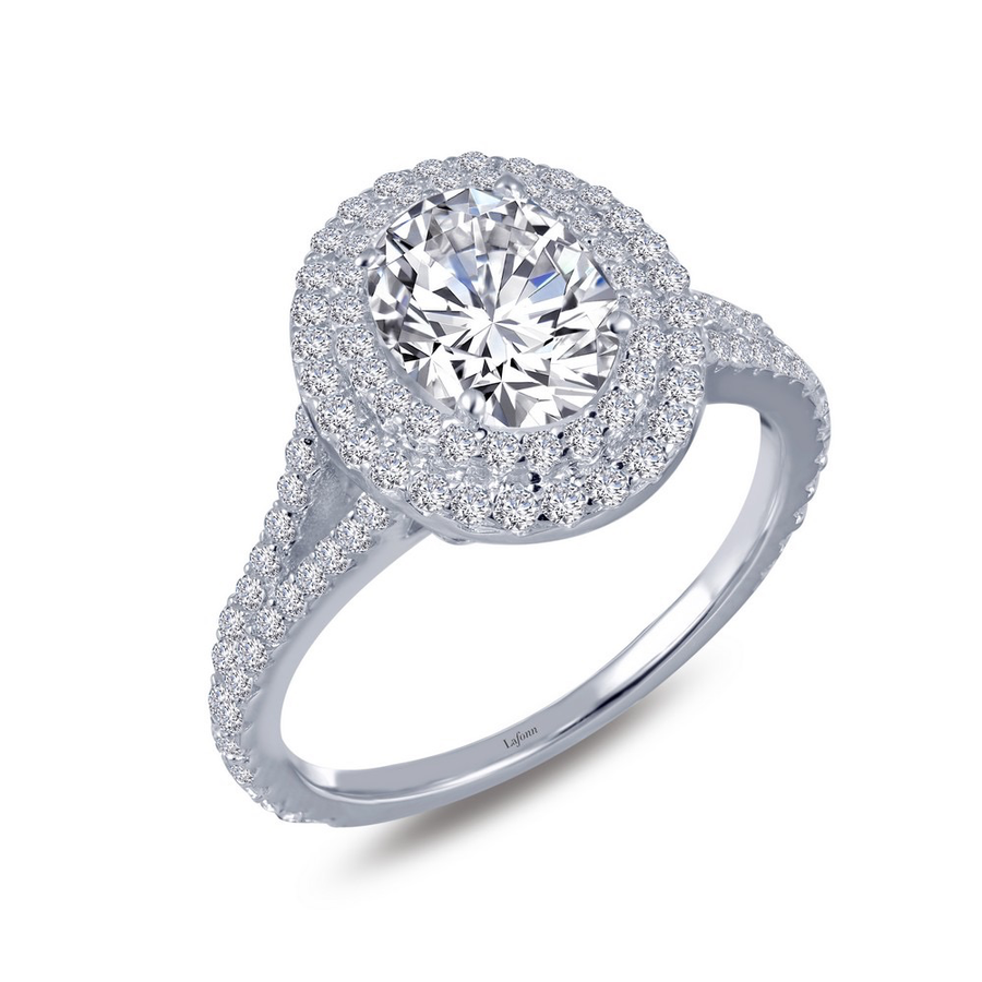 Anillo de compromiso ovalado con doble halo