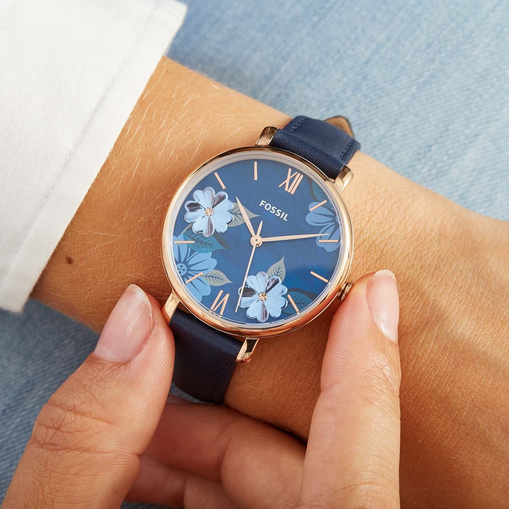 Ladies Jacqueline Watch (Blue/Rose-Gold) | Fossil | Luby 