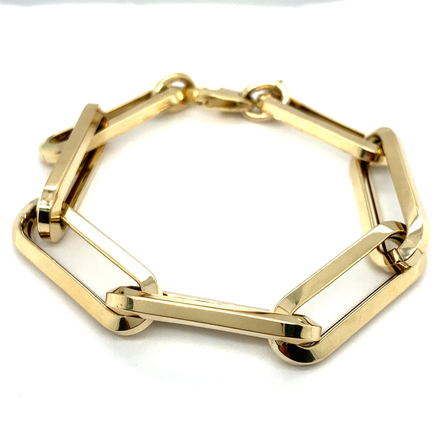 Pulsera grande de eslabones con clip para papel en oro de 14 quilates