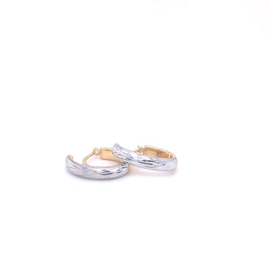 Oval Diamond Cut Two-Tone 14k Gold Earrings | Luby Gold Collection | Luby 