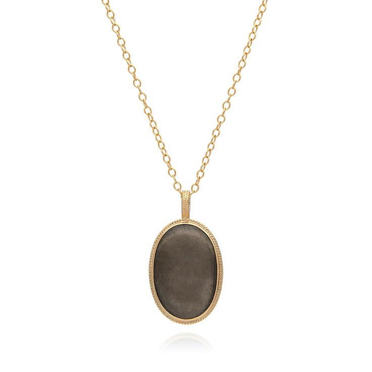 Reversible Smooth Pyrite Pendant Necklace (Gold) | Anna Beck | Luby 
