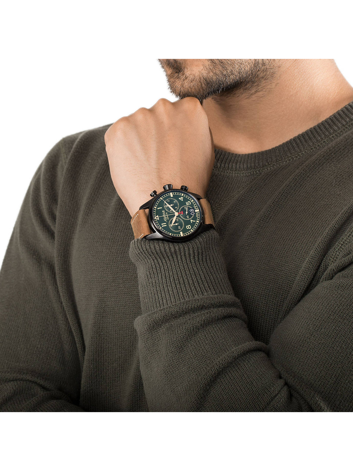 Startimer Pilot Chronograph Big Date (Green) | Alpina | Luby 