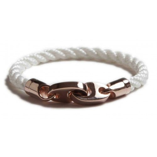 The Lure Single Wrap Rope Bracelet (Bright White) Rose Gold | Sailormade | Luby 