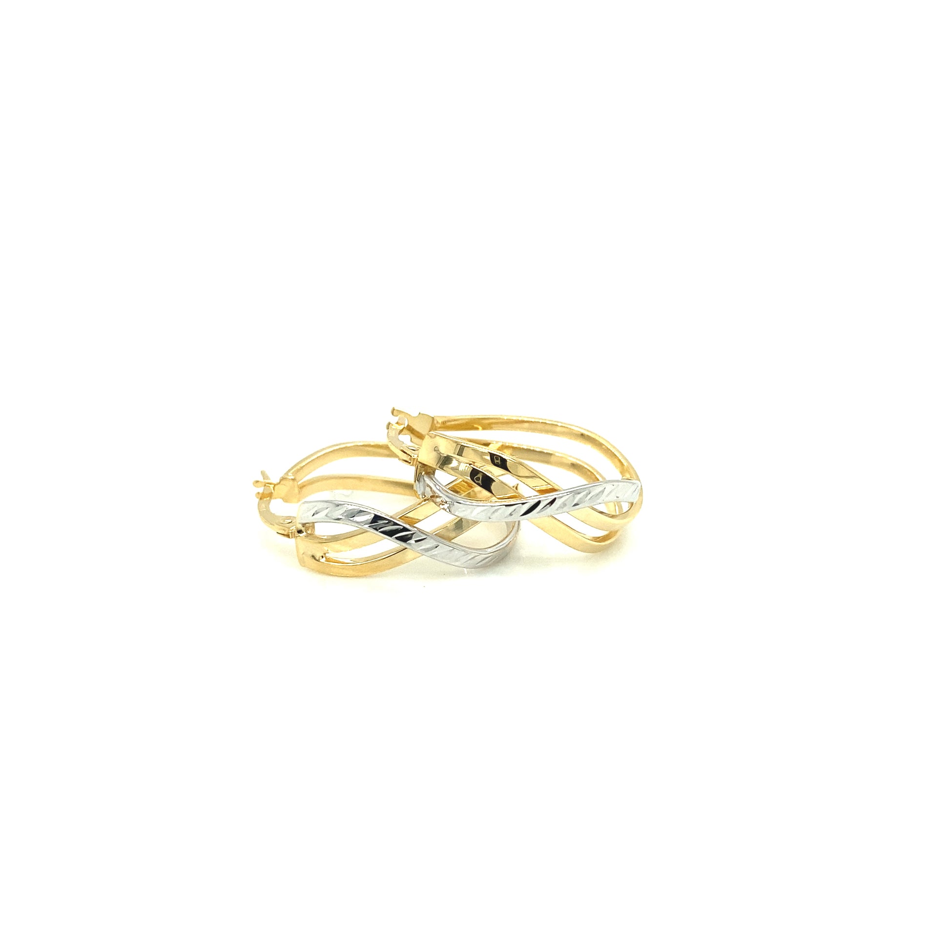 3 LINE 2/T EARRINGS HOOPS | Luby Gold Collection | Luby 