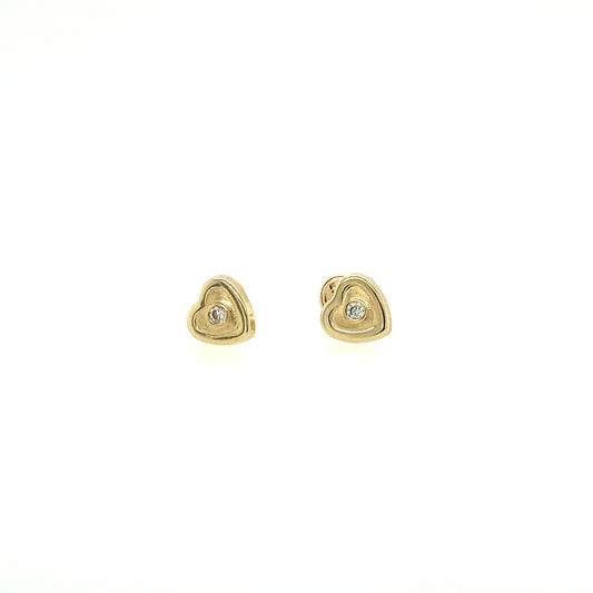 14K Heart Gold Stud and Center CZ | Luby Gold Collection | Luby 