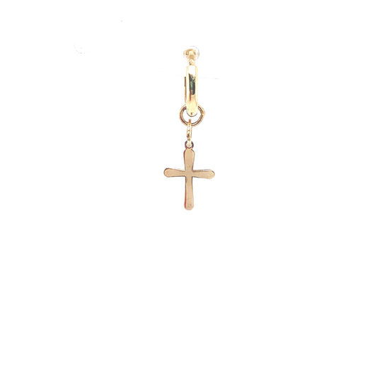 14K Gold Single Hoop Sliding Cross | Luby Gold Collection | Luby 