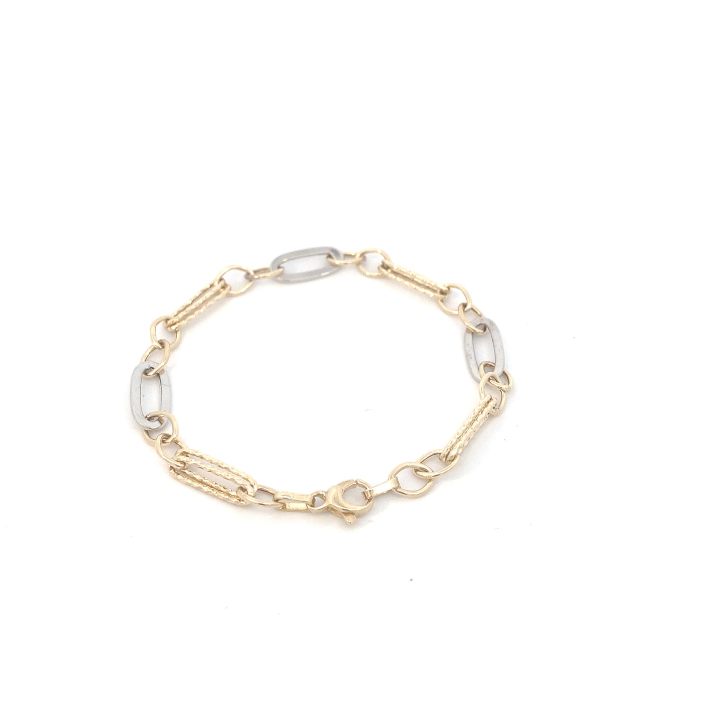 14K Gold 2-Tone Oval Links Bracelet | Luby Gold Collection | Luby 