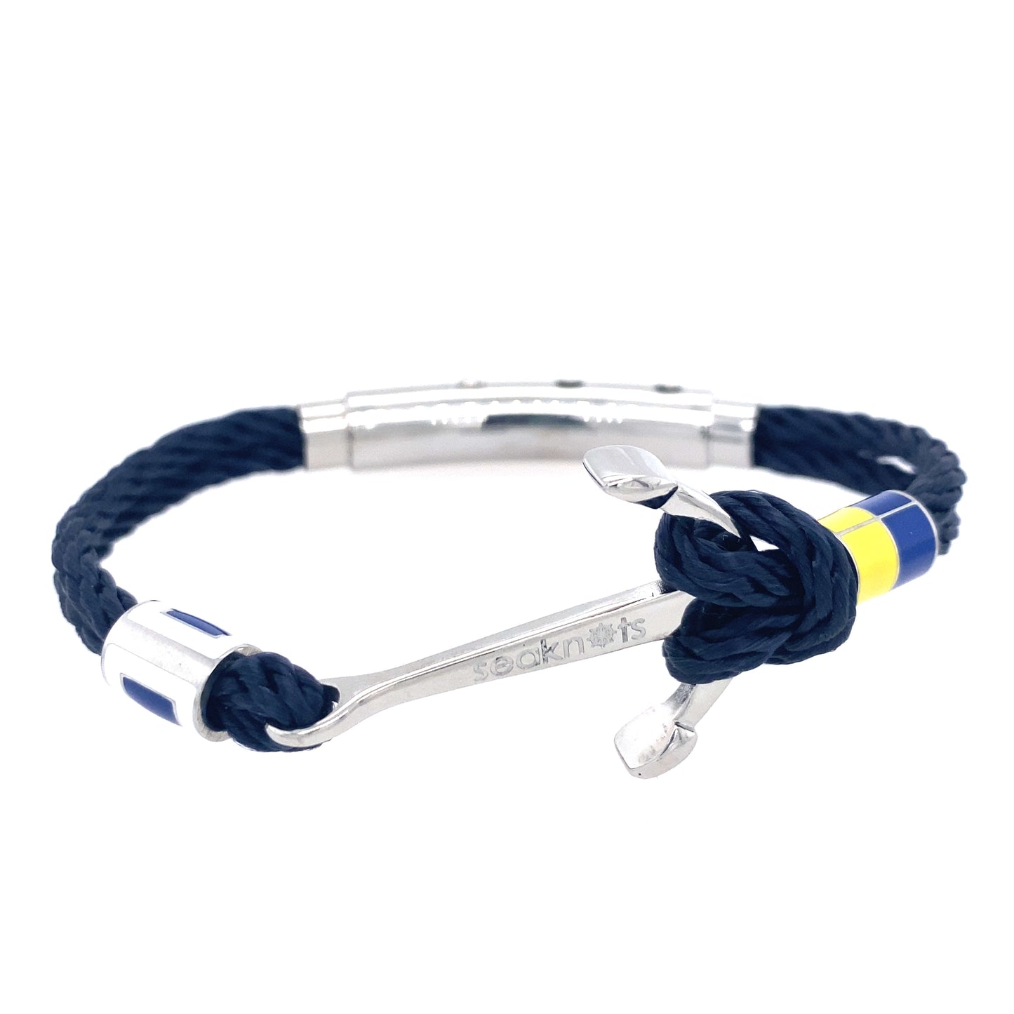 DOUBLE CORD W ANCHOR /KNOT/ FLAGS SILVER | Seaknots | Luby 