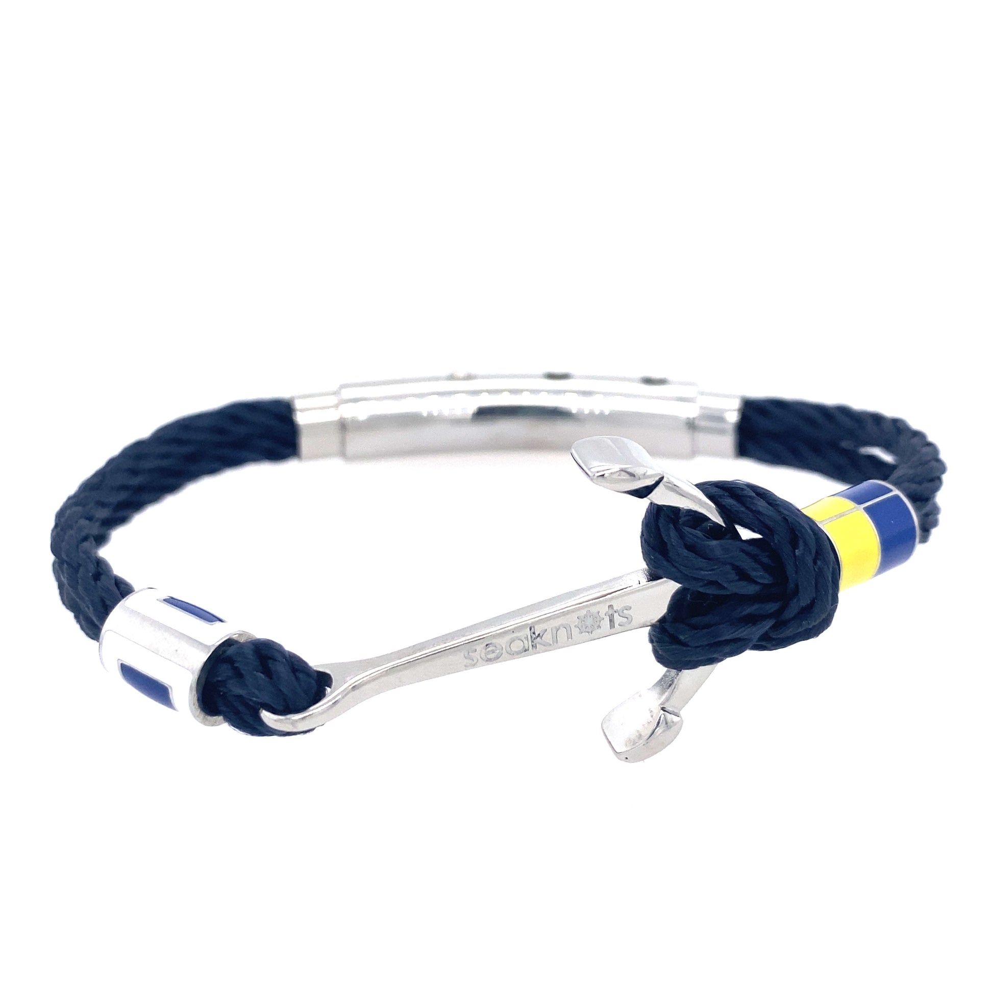 DOUBLE CORD W ANCHOR /KNOT/ FLAGS SILVER | Seaknots | Luby 