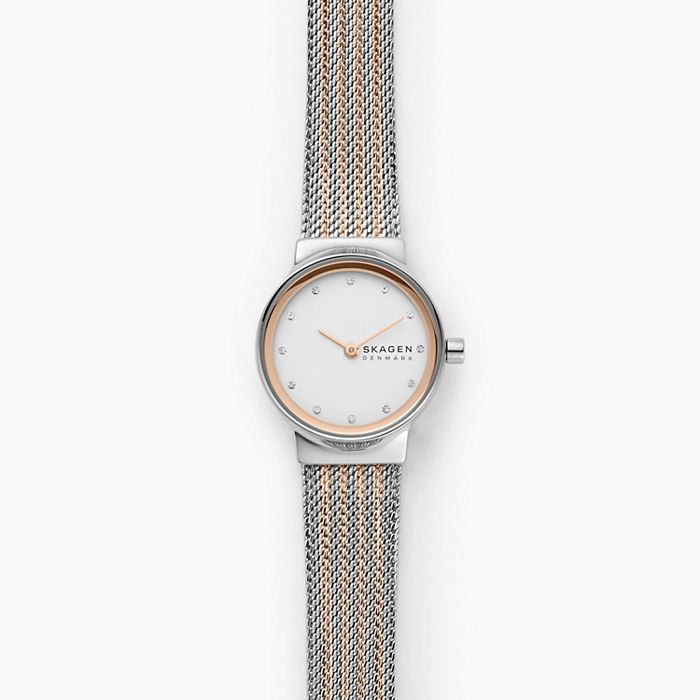 Freja Two-Tone Mesh Watch (Silver/Rose-Gold) | Skagen | Luby 
