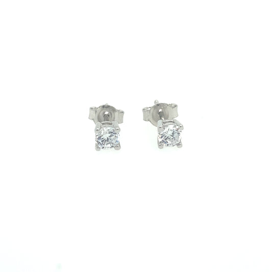 14K WHITE GOLD STUD WITH CZ 4MM | Luby Gold Collection | Luby 