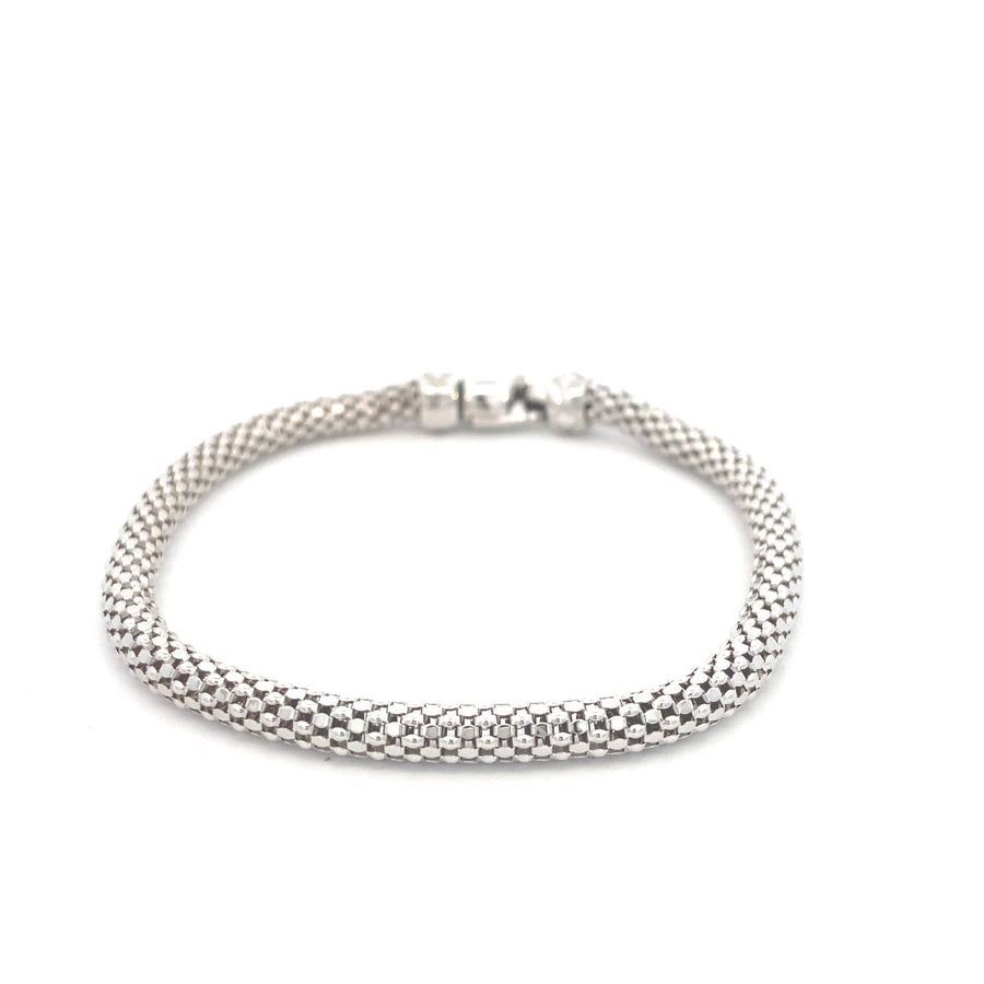 14K White Gold Bold Box Bracelet