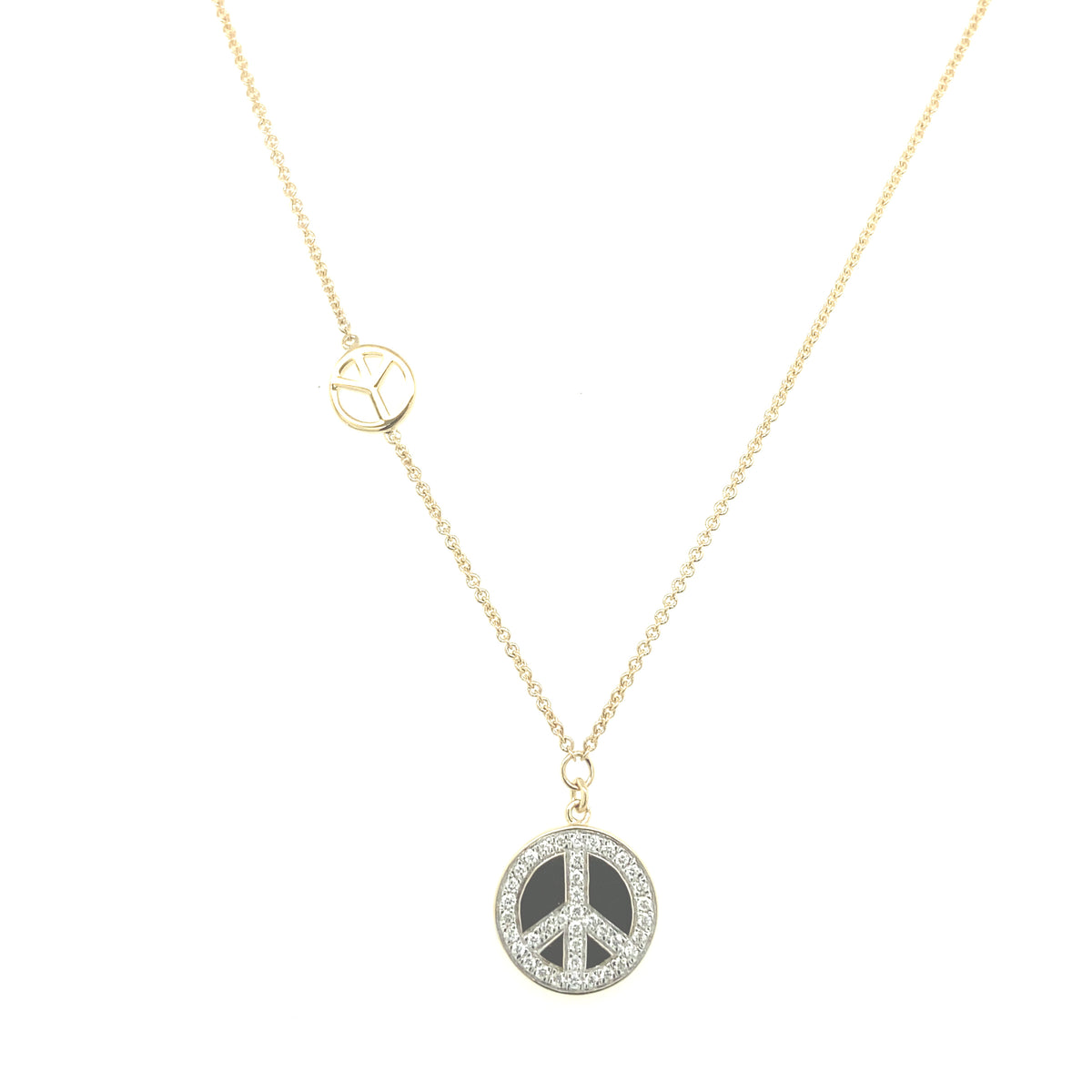 Zeghani Peace 14K Diamond Yellow Gold Necklace | Zeghani | Luby 