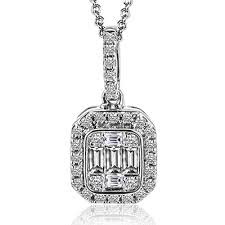 WHITE GOLD EMERAL-SHAPED PENDANT NECKLACE | Simon G | Luby 