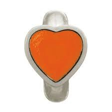 Dije de corazón de esmalte de coral (plata/naranja)