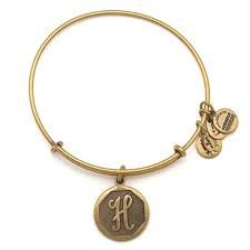 Letter H Charm Bangle Bracelet (Gold) | Alex and Ani | Luby 