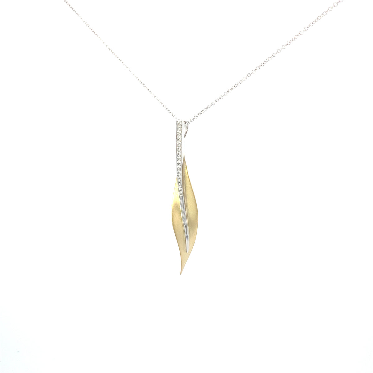 SKINNY LEAF GOLD NECKLACE | Simon G | Luby 