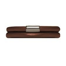 Bronze Double Wrap Metallic Leather Bracelet (Silver/Brown)