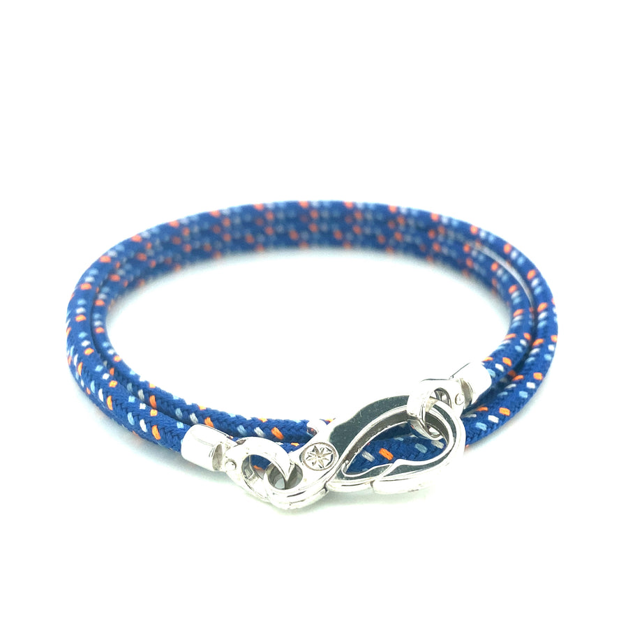 Cordón Triple Poliéster Azul Multicolor Con Enganche Plateado
