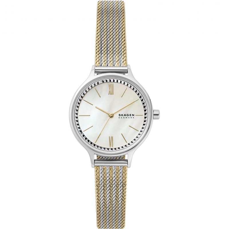 Anita Two-Tone Mesh Watch (Silver/Gold) | Skagen | Luby 