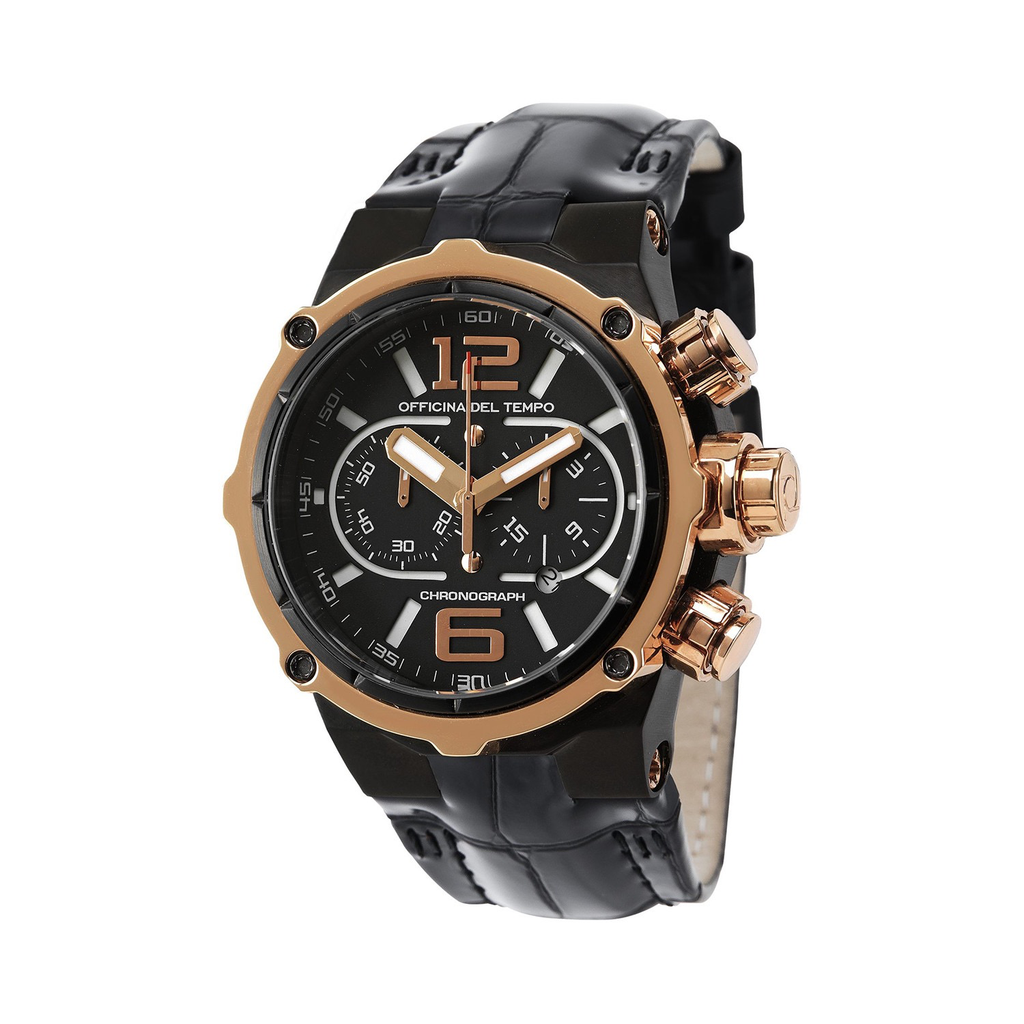Power Chronograph Watch (Black/Rose-Gold) | Officina Del Tempo | Luby 